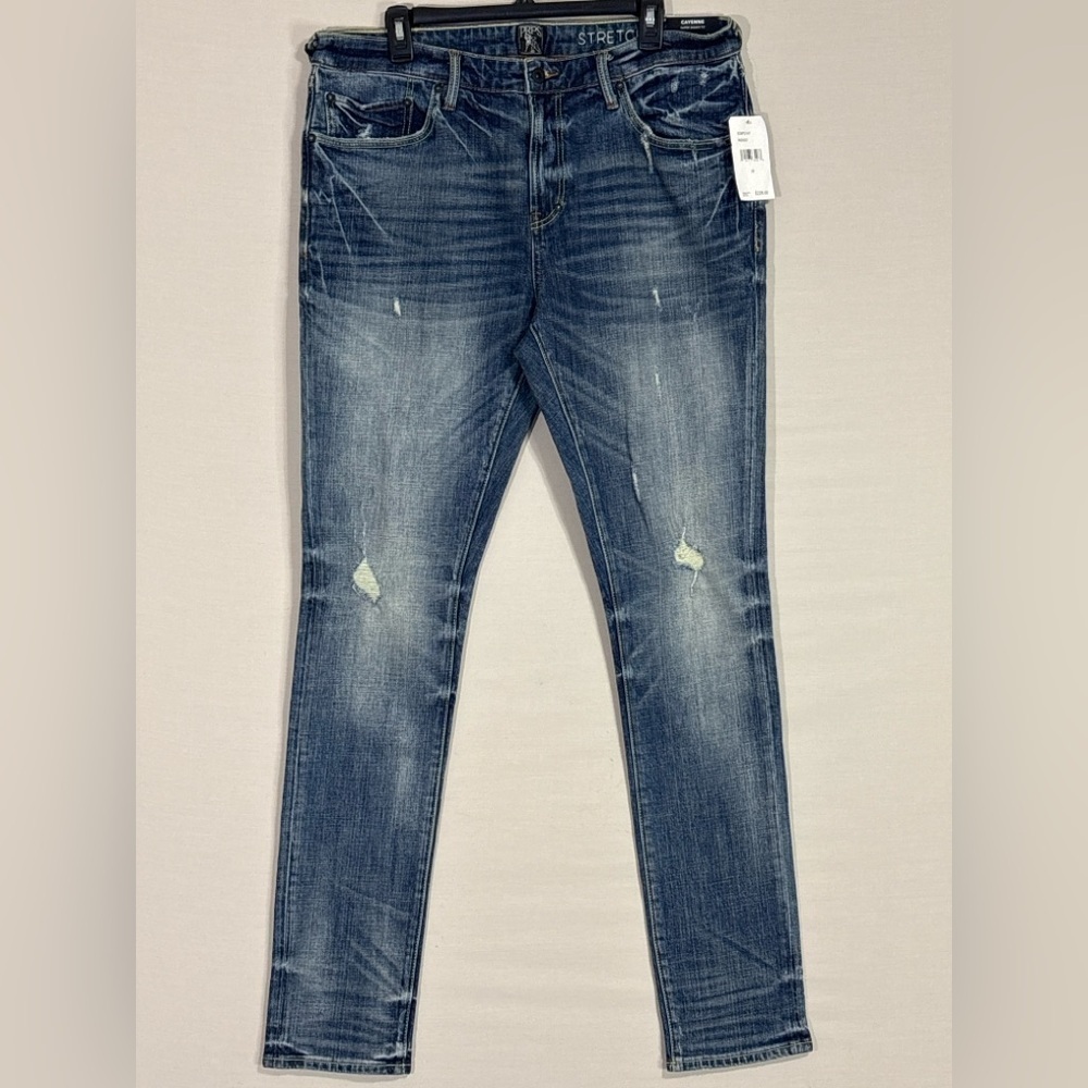 PRPS Cayenne Super Skinny Stretch Jeans Indigo Distressed Men’s 36 NWT $228